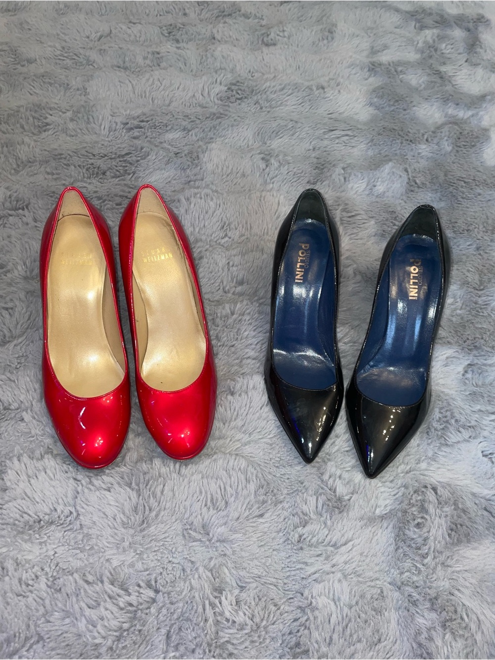 Stuart Weitzman Women's Red heels Pollini Black Patent Leather Pumps
